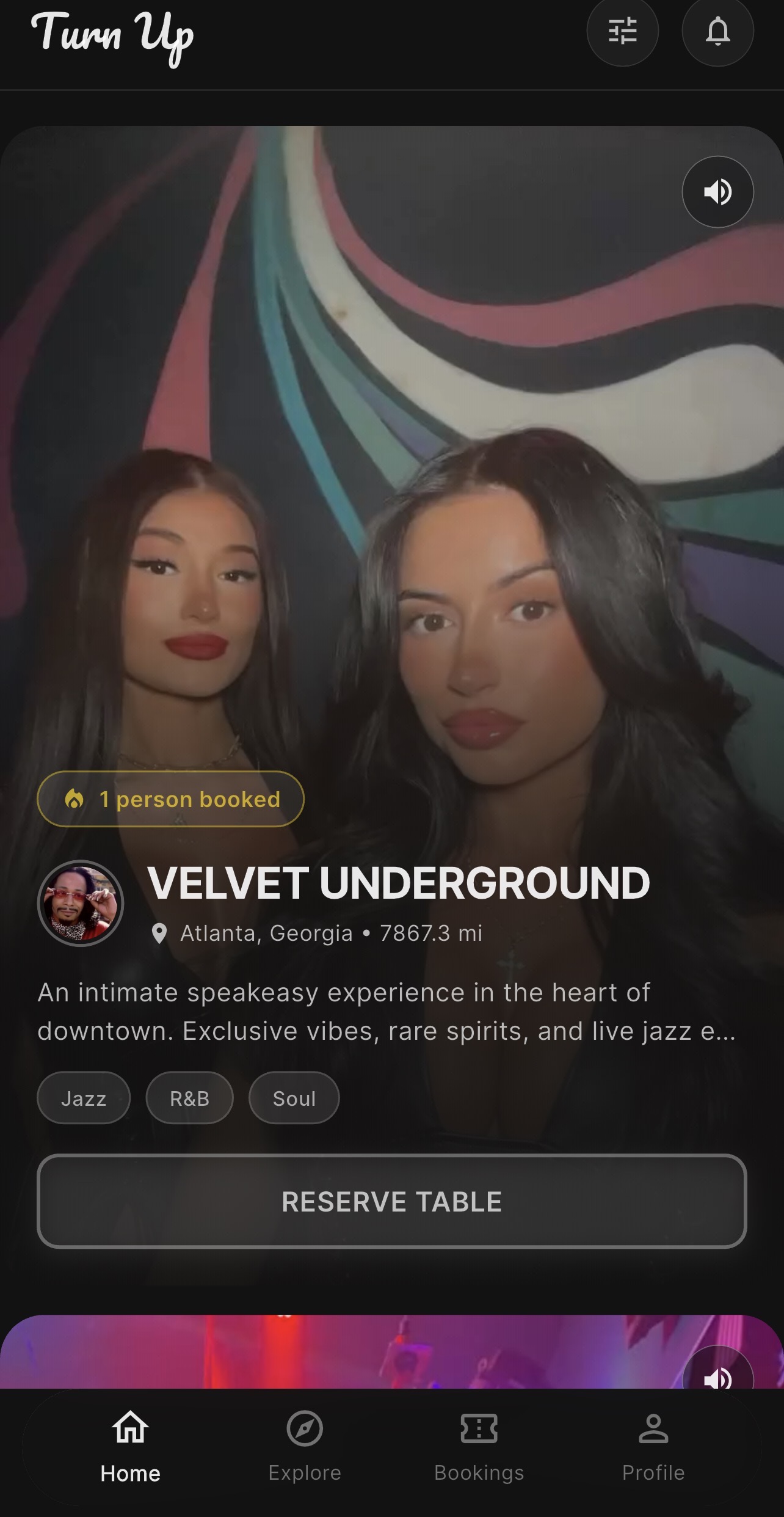 TurnUp nightlife discovery feed